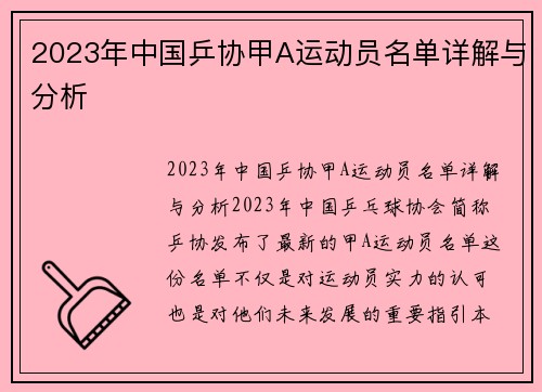 2023年中国乒协甲A运动员名单详解与分析